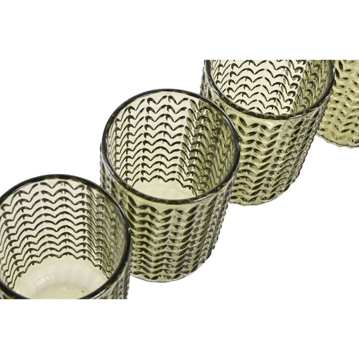 Set de Verres Home ESPRIT Vert Verre Avec relief 420 ml (6 Unités)