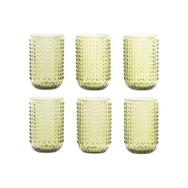 Set de Verres Home ESPRIT Vert Verre Avec relief 420 ml (6 Unités)