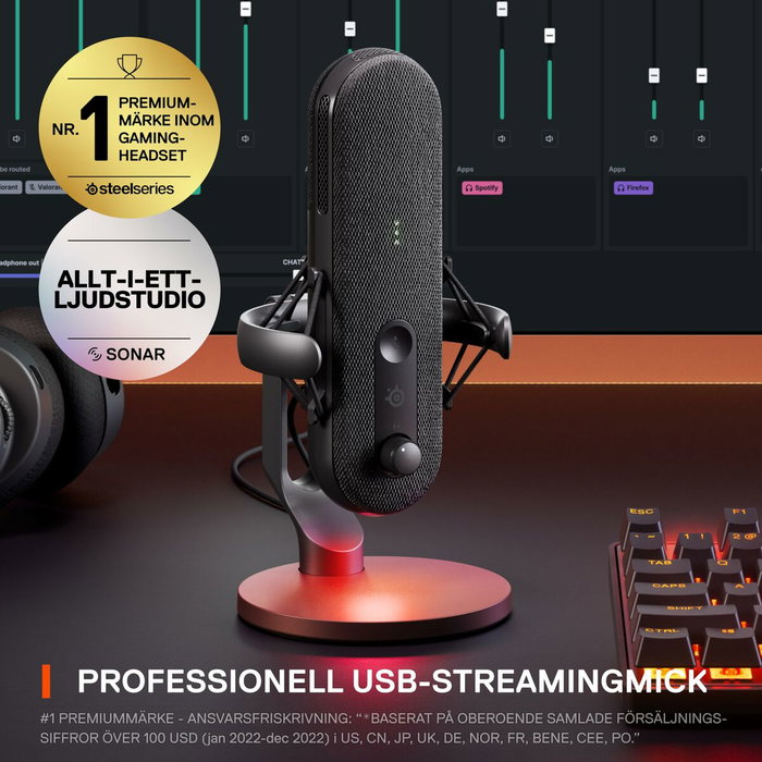 Steelseries Microphone Gaming Alias avec Sonar, LED, Support Ajustable Steelseries Microphone Gaming Alias avec Sonar, LED, Support Ajustable
