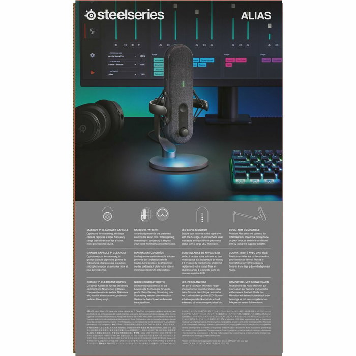 Steelseries Microphone Gaming Alias avec Sonar, LED, Support Ajustable Steelseries Microphone Gaming Alias avec Sonar, LED, Support Ajustable