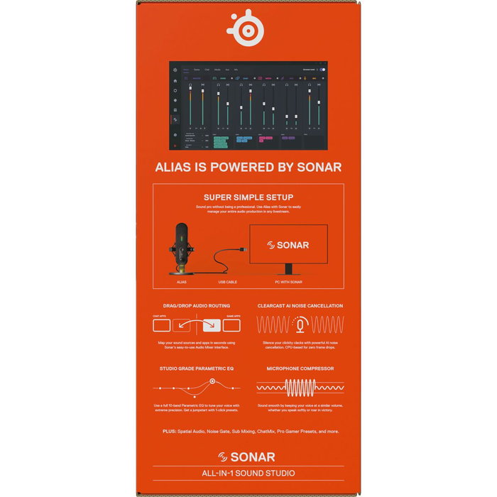 Steelseries Microphone Gaming Alias avec Sonar, LED, Support Ajustable Steelseries Microphone Gaming Alias avec Sonar, LED, Support Ajustable