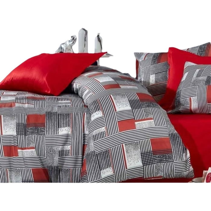 Forme Parure de couette King Size avec impression 3D - Rouge, Blanc, Noir