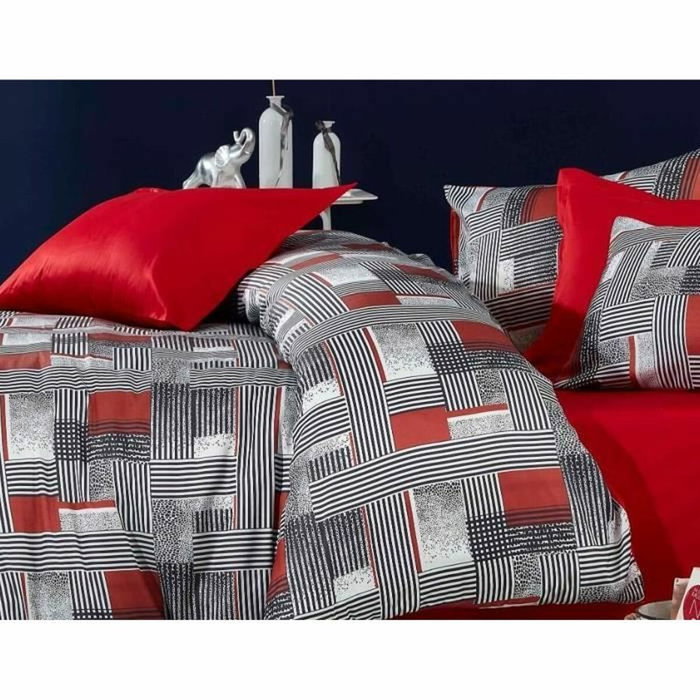 Forme Parure de couette King Size avec impression 3D - Rouge, Blanc, Noir