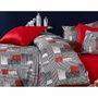 Forme Parure de couette King Size avec impression 3D - Rouge, Blanc, Noir