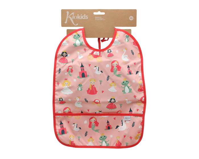KioKids - Bavoir impermeable bébé couleur rose avec bolsille ramasse-miettes - Recommandé +4 mois - Babero Impermeable Rosa