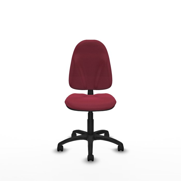 Chaise de bureau Algarra avec mécanisme Contact permanent de base, revêtue de tissu couleur grenat. Équipée d'une base en polyamide noir, sans accoudoirs et de roulettes en nylon de 50 mm Chaise de bureau Algarra avec mécanisme Contact permanent de base, revêtue de tissu couleur grenat. Équipée d'une base en polyamide noir, sans accoudoirs et de roulettes en nylon de 50 mm