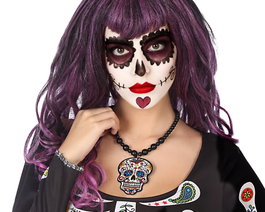 Collier avec pendentif crâne pour déguisement de Catrina ou mort mexicaine
