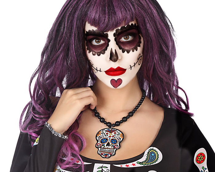 Catrina - Collar con cráneo pour costume de Catrina ou Muerte Mexicana - Collier à pendentif de crâne pour Halloween et défilés thématiques - Accessoire culturel et mystérieux Catrina - Collar con cráneo pour costume de Catrina ou Muerte Mexicana - Collier à pendentif de crâne pour Halloween et défilés thématiques - Accessoire culturel et mystérieux