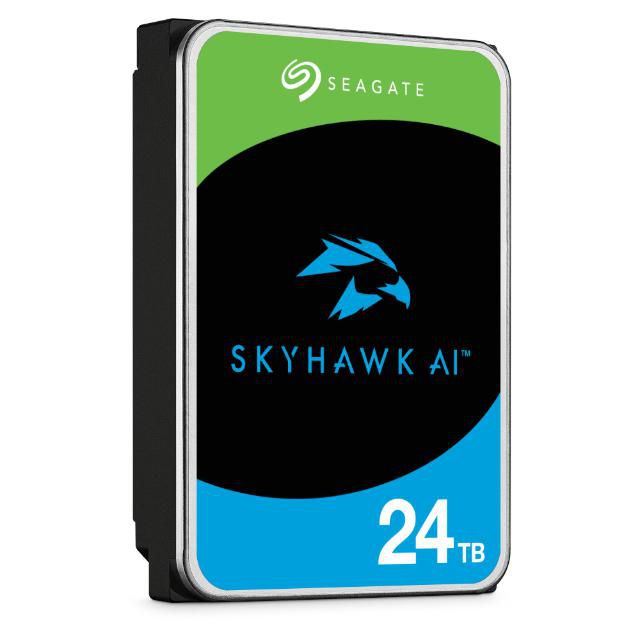 Seagate SkyHawk AI ST24000VE002 - Disque dur de surveillance 24 To SATA III 3.5" pour NVR, avec 32 canaux IA et services de récupération de données