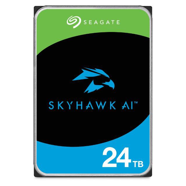 Seagate SkyHawk AI ST24000VE002 - Disque dur de surveillance 24 To SATA III 3.5" pour NVR, avec 32 canaux IA et services de récupération de données