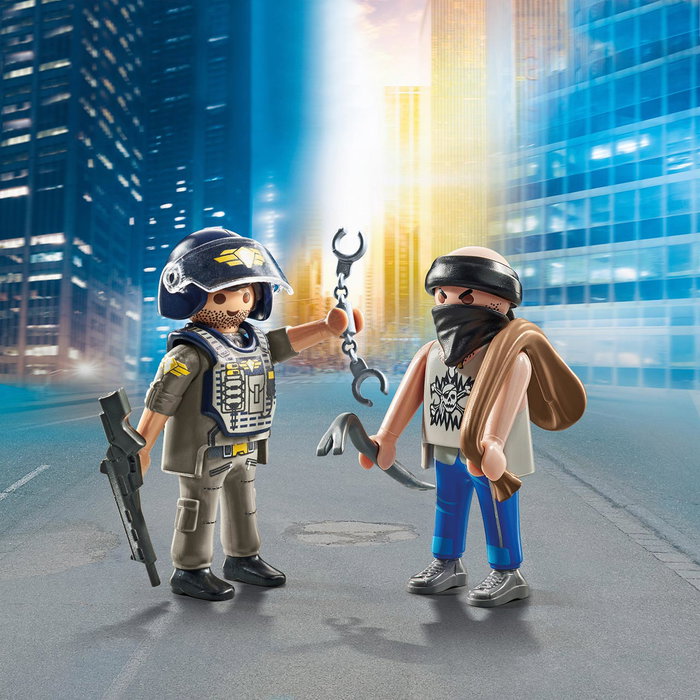 Playmobil Duo Pack Policier et Cambrioleur 71505 - Figurines SWAT avec Casque et Bandit avec Masque et Menottes - Jouet pour Enfants +4 Ans - Multilingue