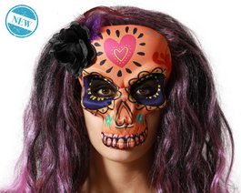 Masque de Calavera Mexicana Orange pour Jour des Morts