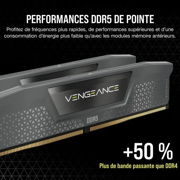 Corsair Vengeance DDR5 64 Go (2x32 Go) 5600MHz CL40 AMD EXPO Gris Corsair Vengeance DDR5 64 Go (2x32 Go) 5600MHz CL40 AMD EXPO Gris