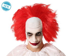 Perruque de Clown Chauve Rouge avec Côtés Bouclés 130 g pour Halloween, Carnaval et Costume d'Horreur ou Traditionnel