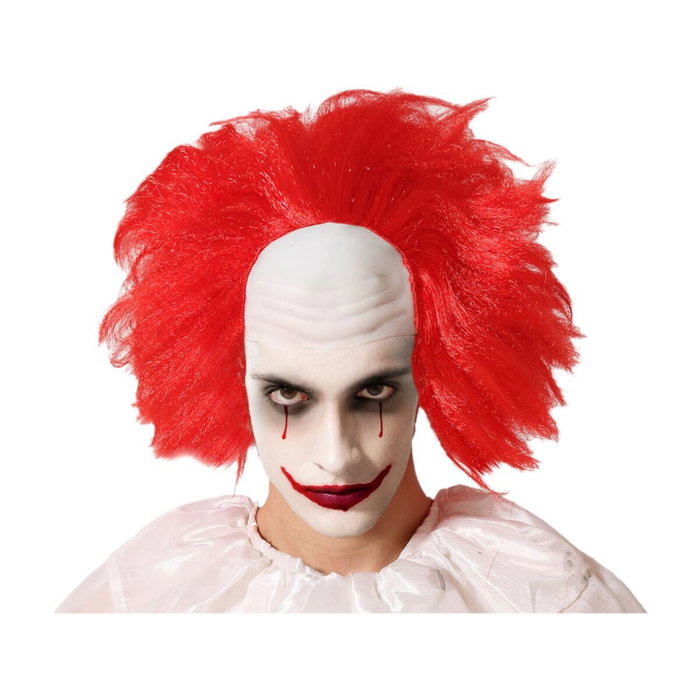BigBuy Carnival Perruque Chauve de Clown Rouge avec Côtés Bouclés