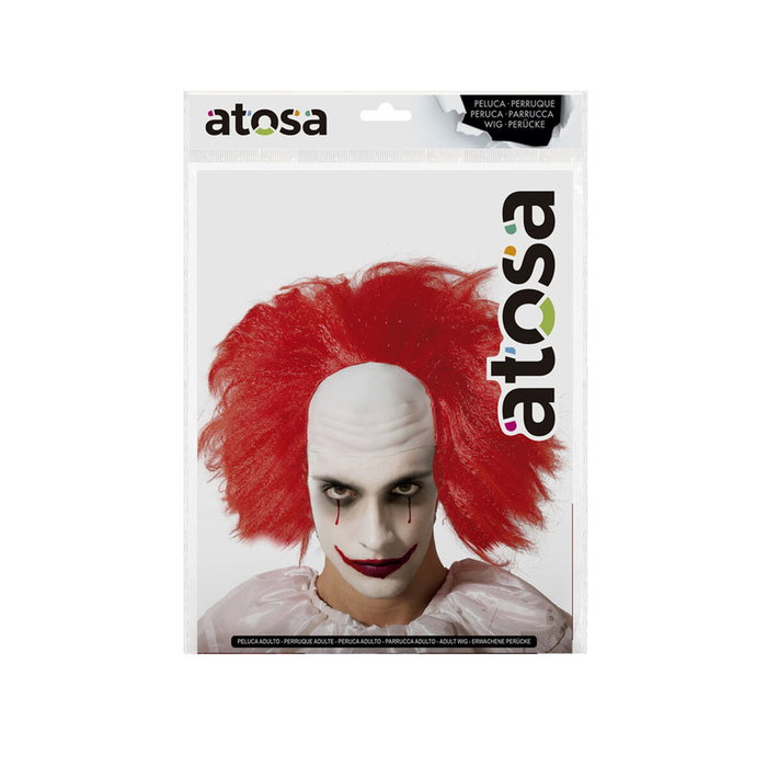 BigBuy Carnival Perruque Chauve de Clown Rouge avec Côtés Bouclés