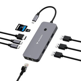 Verbatim Hub Multiports Pro USB-C CMH-09 - 9 Ports (USB-C, USB-A, HDMI 4K, Ethernet, Lecteurs SD/microSD) pour Ordinateur Portable