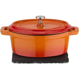 GSW Mini Cocotte en Fonte d'Acier 718356, Compatible Induction et Tous Feux, Intérieur Émaillé Blanc, Couvercle et Support Ardoise, Four jusqu'à 240°C, Orange