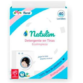 Natulim Détachant Écologique en Tiras 40 Tiras, Parfum Floral, Végan, Cruelty Free, Sans Produits Chimiques Nocifs, pour Machine à Laver