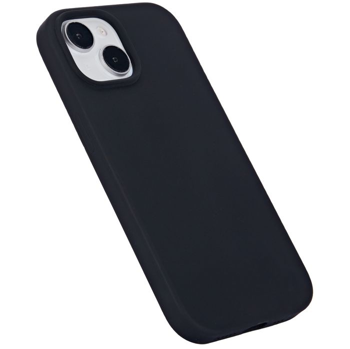 eSTUFF Coque iPhone 15 INFINITE RIGA - Housse en silicone recyclé à 93% - Noir - Protection anti-chute - Gamme écologique
