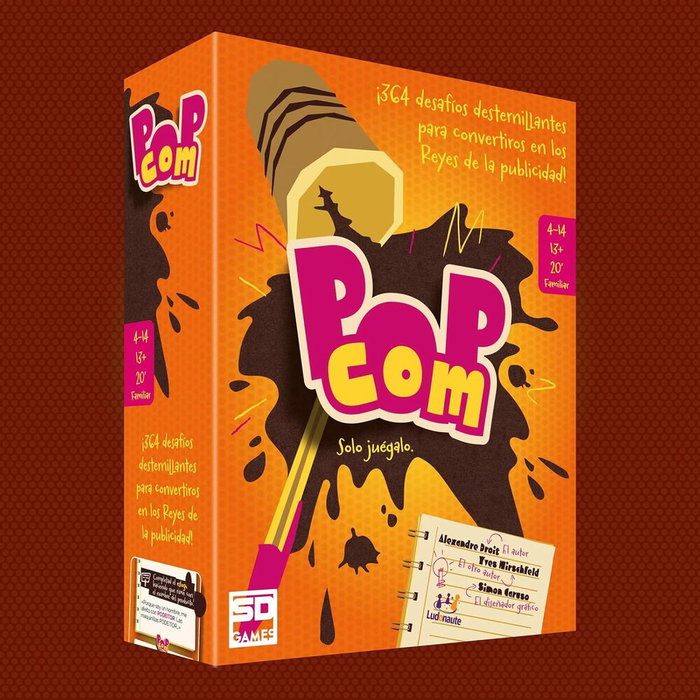 SD Games - Jeu de cartes Pop Com en espagnol - Jeu d'ambiance créatif et publicitaire - Pour 4 à 14 joueurs - À partir de 13 ans - 110 cartes