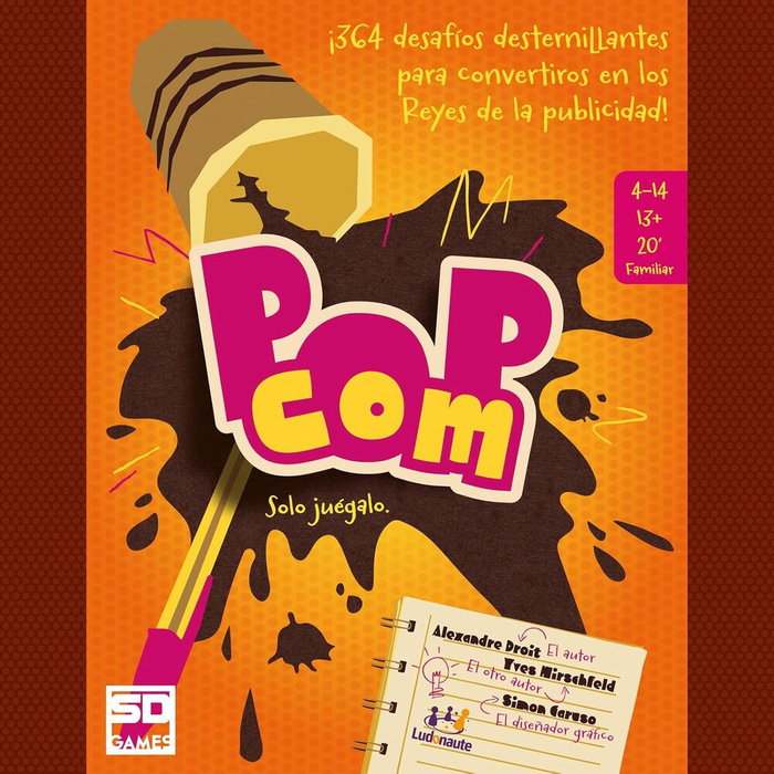SD Games - Jeu de cartes Pop Com en espagnol - Jeu d'ambiance créatif et publicitaire - Pour 4 à 14 joueurs - À partir de 13 ans - 110 cartes