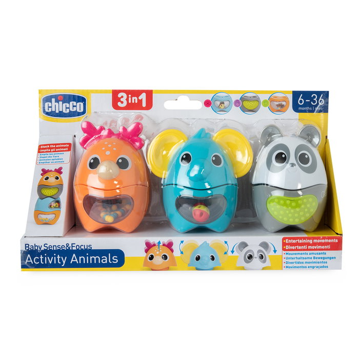 Chicco Jouet d'éveil Animalitos Encajables 00012154000000 - Animaux à empiler avec effets sonores et visuels - 6 mois et plus