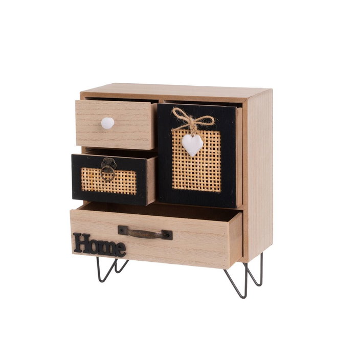 BigBuy Home Boîte à bijoux HEARTS Blanc Noir Naturel BigBuy Home Boîte à bijoux HEARTS Blanc Noir Naturel