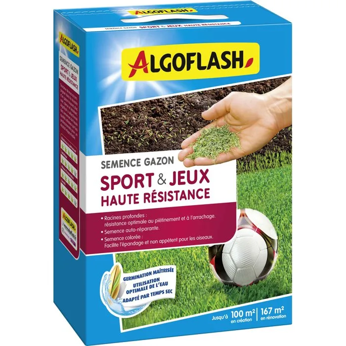 Algoflash Semences gazon Sports & jeux Haute résistance 2,5 kg Algoflash Semences gazon Sports & jeux Haute résistance 2,5 kg