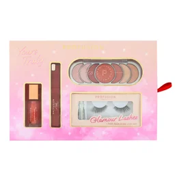 Profusion Cosmetics Set : Blush Liquide, Lip Tint, Palette Nudes et Faux Cils Glamour Lashes
