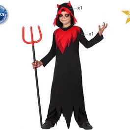 Déguisement Enfant Halloween Démon - Tunique Noire avec Capuche - Polyester - Taille 7-9 Ans