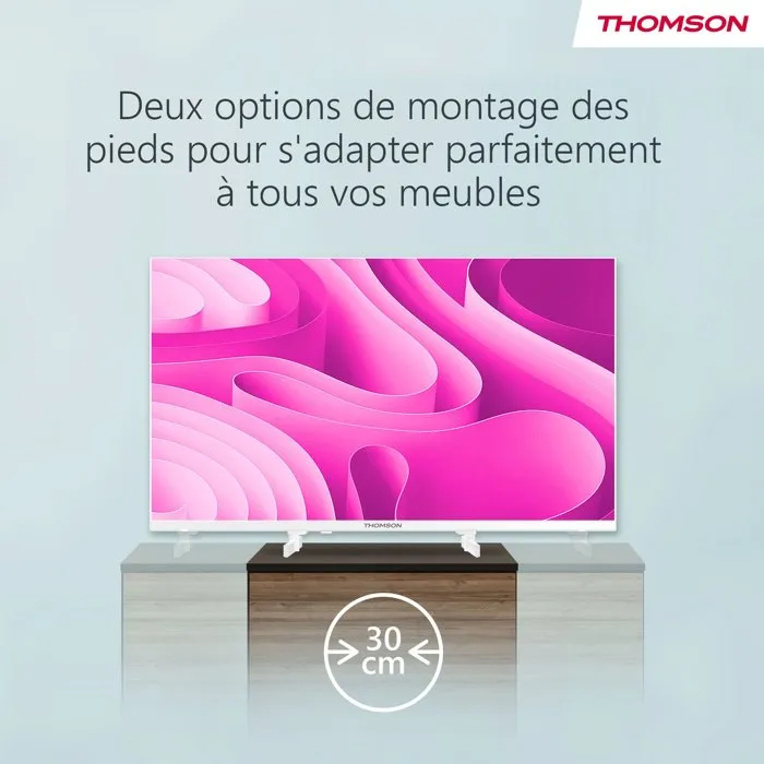 Thomson 32FQG3S15CW - Téléviseur QLED 32 Pouces (80 cm) Full HD 1920 x 1080 avec Google TV, Adaptateur 12V, WiFi, 3x HDMI 1.4