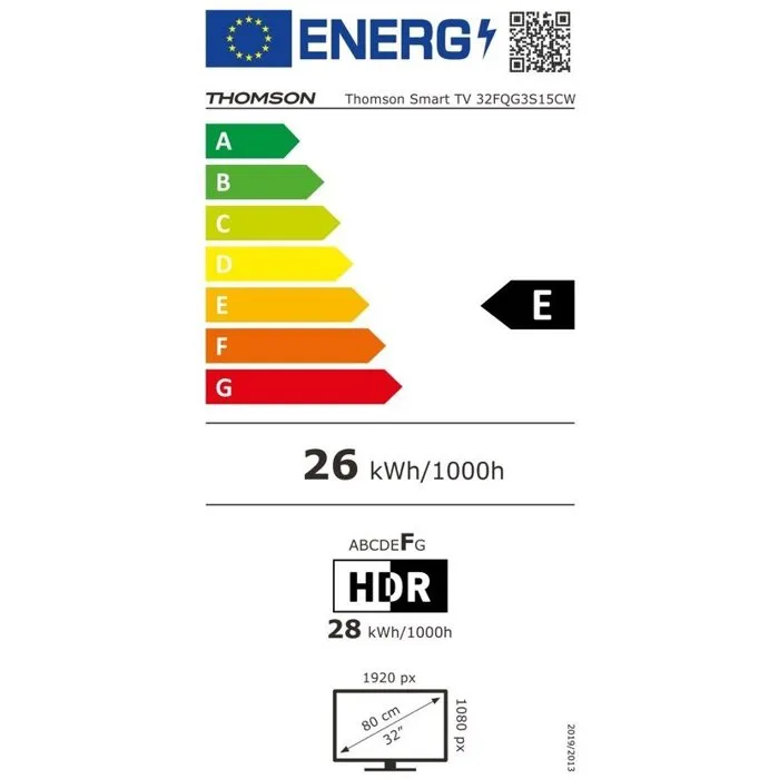 Thomson 32FQG3S15CW - Téléviseur QLED 32 Pouces (80 cm) Full HD 1920 x 1080 avec Google TV, Adaptateur 12V, WiFi, 3x HDMI 1.4
