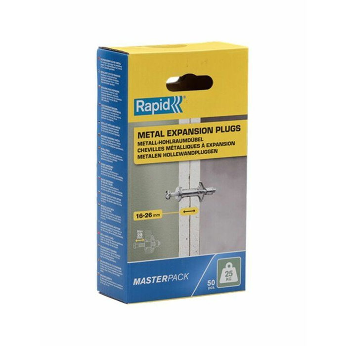 Rapid Lot de 50 Chevilles à Expansion Métal pour Cloison Plâtre 16-26mm