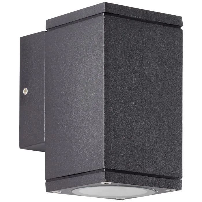 Brilliant - HALLY - Applique murale extérieure en métal et verre anthracite, GU10 LED 10W, IP44 Brilliant - HALLY - Applique murale extérieure en métal et verre anthracite, GU10 LED 10W, IP44