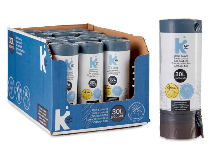 Arte Regal Sacs Poubelle Autocollants Parfumés 30 L 20 Uds Gris Polyéthylène 55x55 cm (Set de 15)