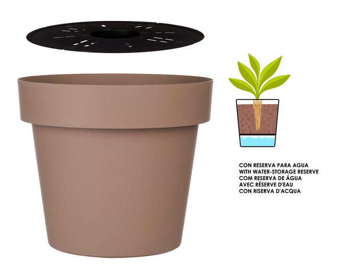 IBERGARDEN Maceta en plastique marron avec réserve d'eau 40cm