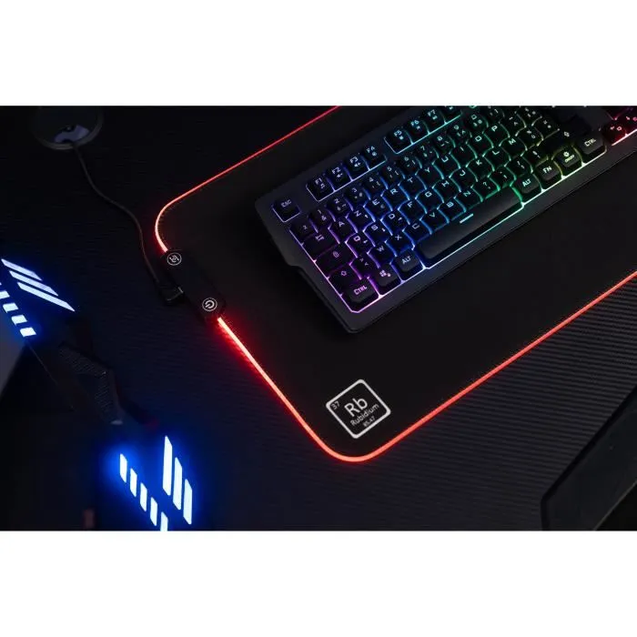 The G-Lab Rubidium Tapis de Souris Gaming XXL, RGB USB 7 Couleurs, Surface Control, Noir 80 x 30 cm, Antidérapant et Résistant aux Éclaboussures