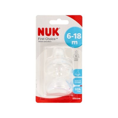 NUK Tétine en Silicone Anti-coliques First Choice+ Taille 2 (6-18 mois) Lot de 2 NUK Tétine en Silicone Anti-coliques First Choice+ Taille 2 (6-18 mois) Lot de 2