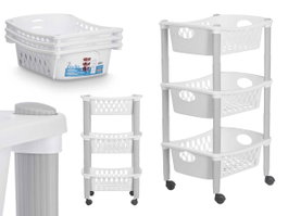 Stefanplast Chariot Plastique 3 Étagères Blanc 29,5 x 17,5 x 68,5 cm (Set de 6)