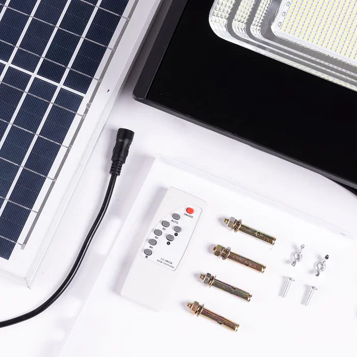 Projecteur LED Solaire 150W 4000K avec Panneau Solaire, Batterie 10000mAh, Télécommande - HO-SOLARFL-150W-01-W