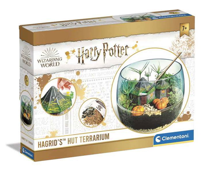 Clementoni - Coffret de jeu Terrarium Harry Potter - Reproduction de la cabane de Hagrid - Écosystème miniature avec plâtre, moules et graines