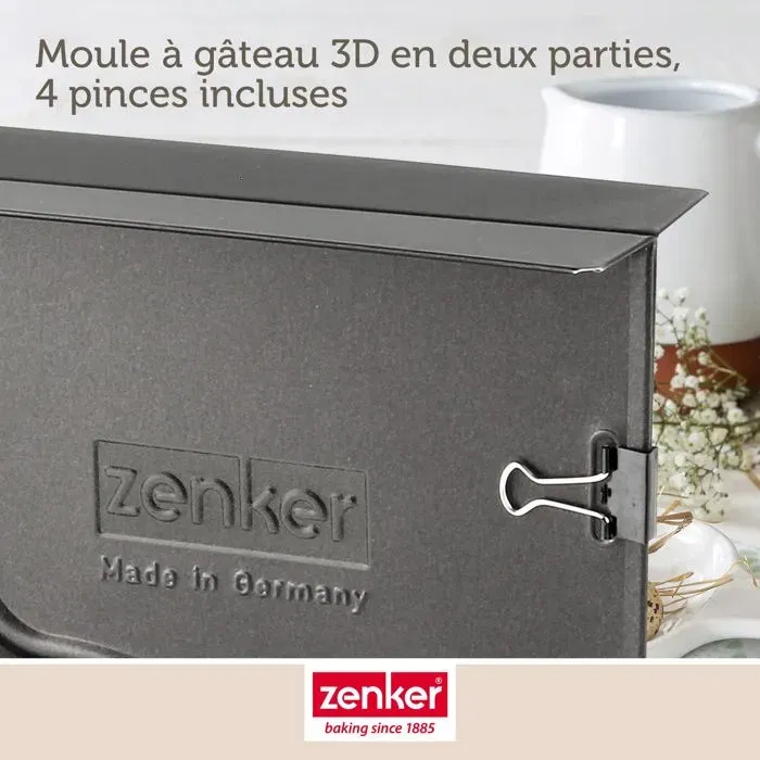 Zenker - Lot de 2 Moules à Gâteau 3D Lapin de Pâques - 21.5 x 19 x 6 cm, Capacité 600 ml, Revêtement Antiadhésif, Idéal pour Lammele Alsacien