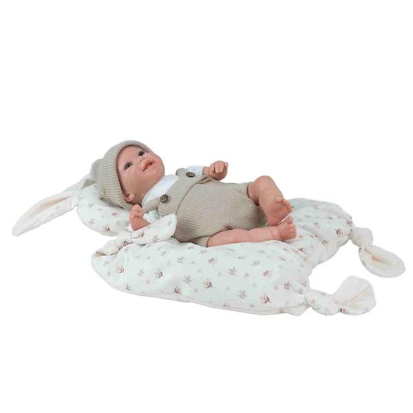 Poupée Reborn Arias 35 cm Mateo Beige avec Coussin