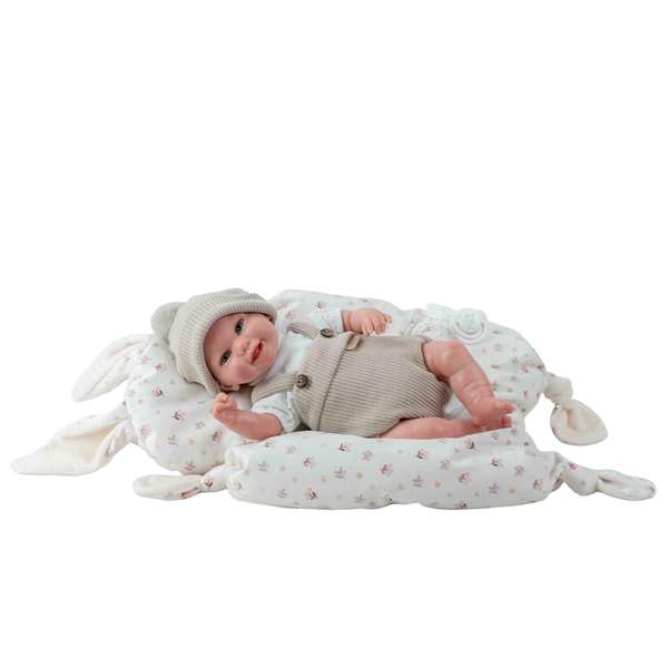 Poupée Reborn Arias 35 cm Mateo Beige avec Coussin