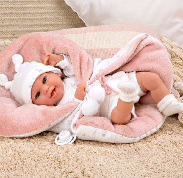 Muñecas Arias - Pouponnée Elegance 35 cm, couleur rose avec manteau, jouet de poids Babyto (langue: espagnol)