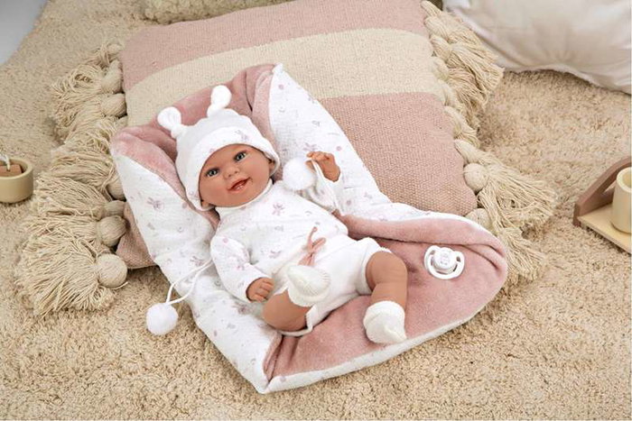 Muñecas Arias - Pouponnée Elegance 35 cm, couleur rose avec manteau, jouet de poids Babyto (langue: espagnol)