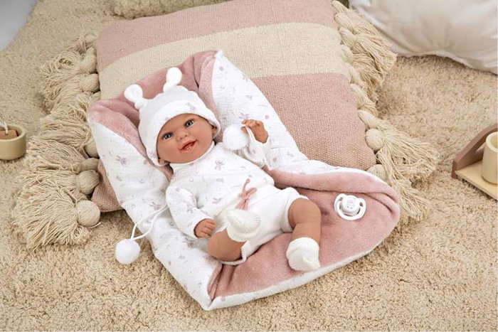 Muñecas Arias - Pouponnée Elegance 35 cm, couleur rose avec manteau, jouet de poids Babyto (langue: espagnol)