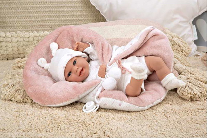 Muñecas Arias - Pouponnée Elegance 35 cm, couleur rose avec manteau, jouet de poids Babyto (langue: espagnol)