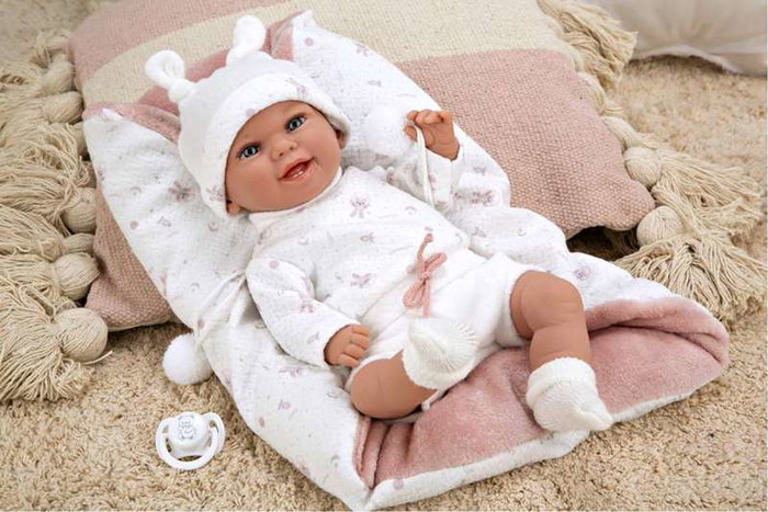 Muñecas Arias - Pouponnée Elegance 35 cm, couleur rose avec manteau, jouet de poids Babyto (langue: espagnol)